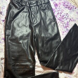 SHEIN Black Faux Leather Trousers